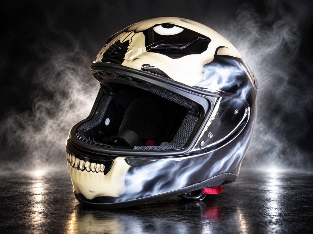フルフェーススカルのヘルメット塗装施工事例・作品11