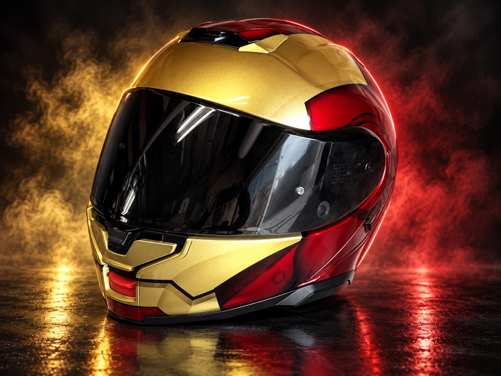 SHOEI NEOTEC3アイアンマンヘルメットのヘルメット塗装施工事例・作品69