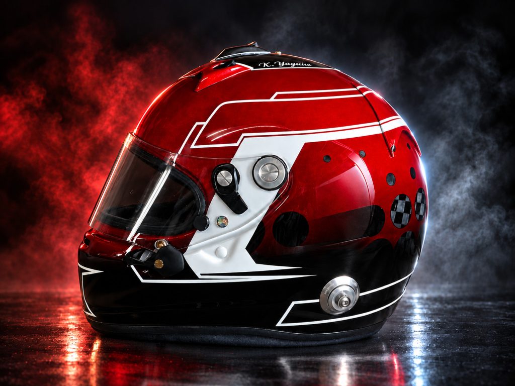Ferrari　Araiカーボンヘルメットのヘルメット塗装施工事例・作品74